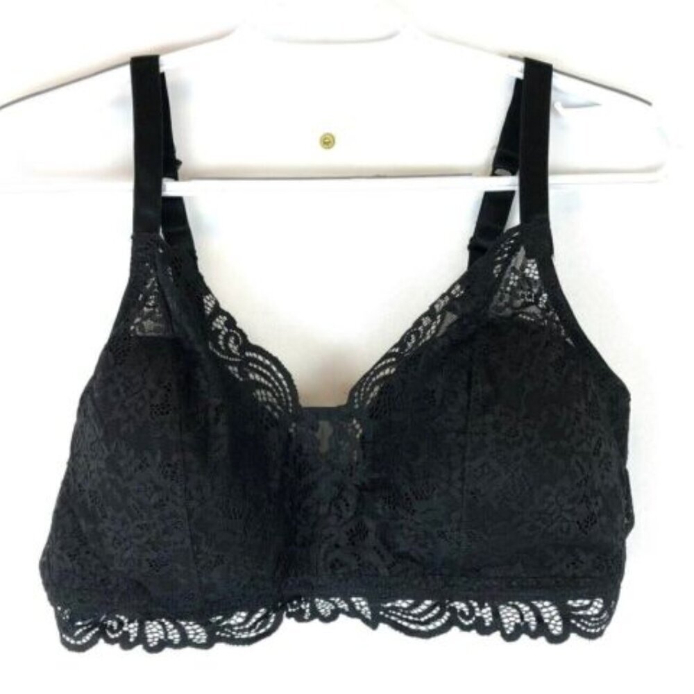 Bali Women’s Padded Wireless Black Lace Bra Size L